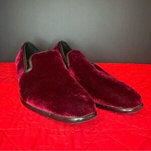 Men's Burgundy Velvet Slip-On Loafers